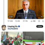 صور من الحملة الرقمية تجمع علم إسرائيل بالعلم الإيراني الملكي - وتحوّل رمز الأسد من اسم عملية عسكرية إلى إشارة بصرية مرتبطة بسردية عودة الملكية. 
